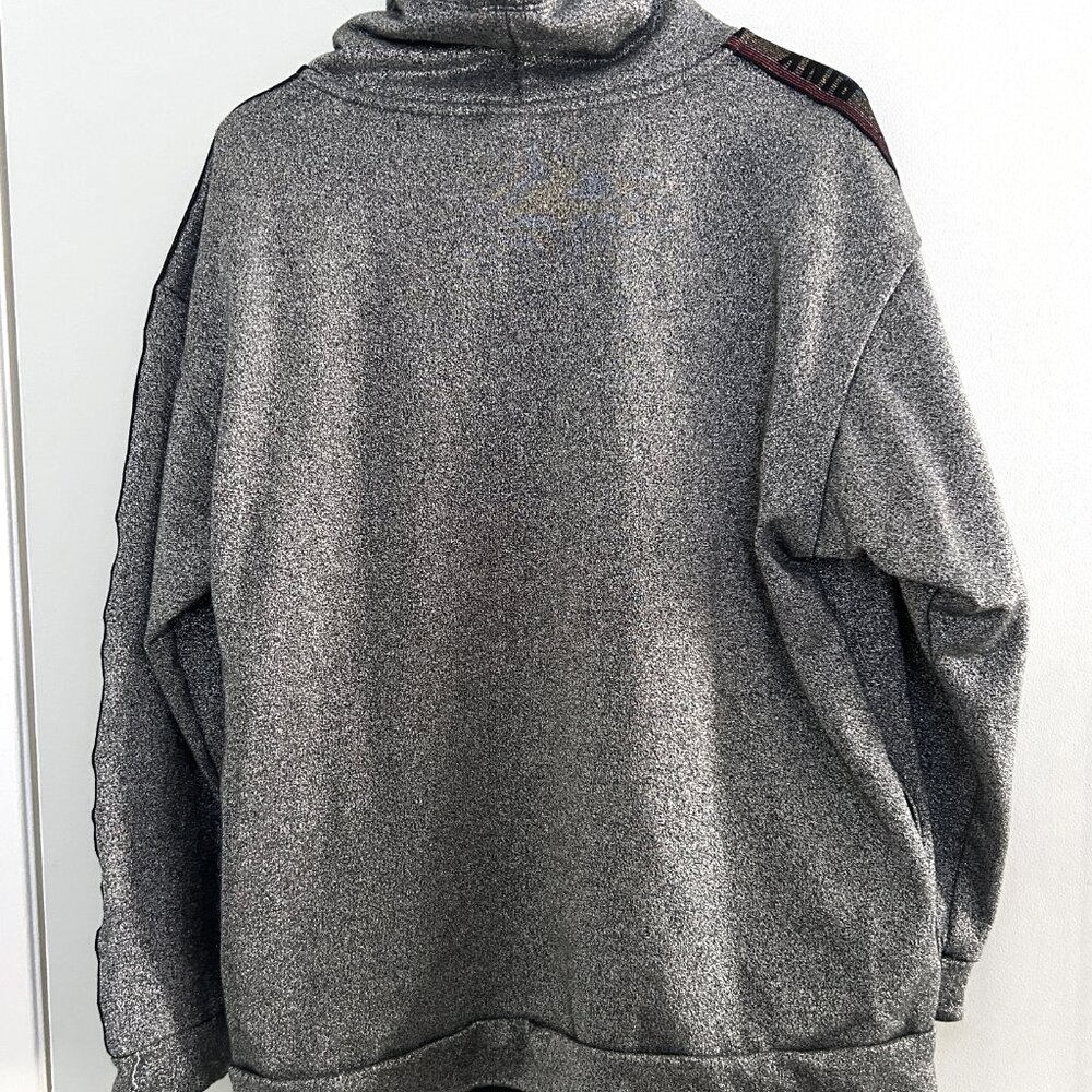 PINK Victoria’s Secret Bling Sequin Campus Collar Sweatshirt Rainbow Sleeve L - Picture 5 of 10